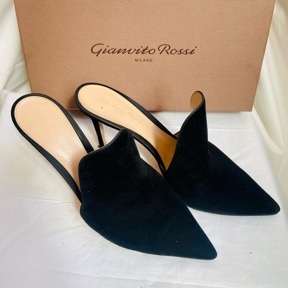 Gianvito Rossi Black Mules with Suede Finish and High  Heel